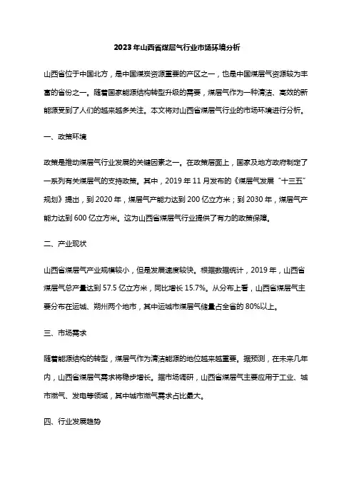 2023年山西省煤层气行业市场环境分析