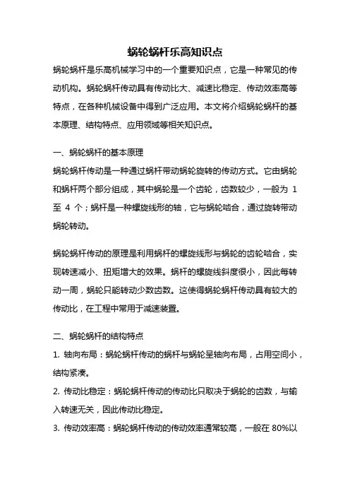 蜗轮蜗杆乐高知识点