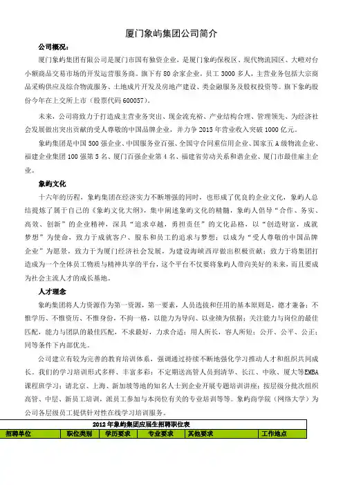厦门象屿集团公司简介