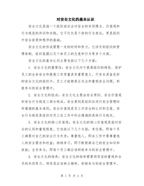 对安全文化的基本认识