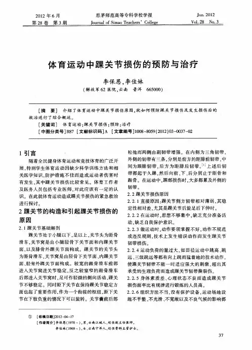 体育运动中踝关节损伤的预防与治疗