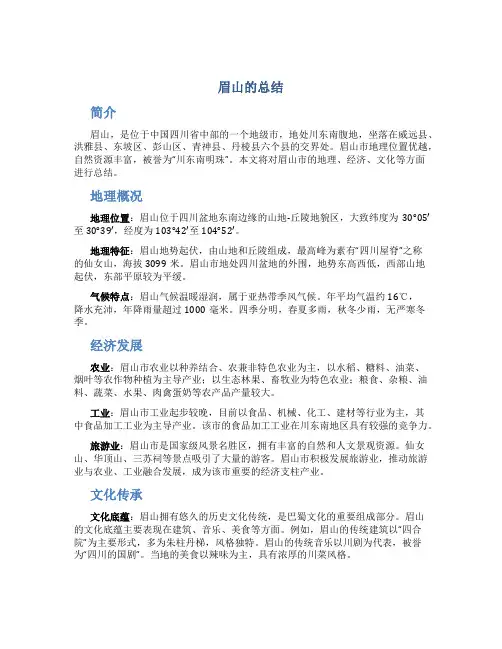 眉山的总结
