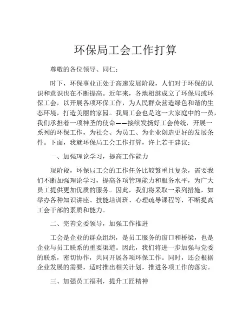 环保局工会工作打算