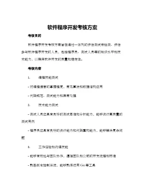 软件程序开发考核方案