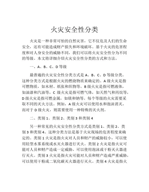 火灾安全性分类
