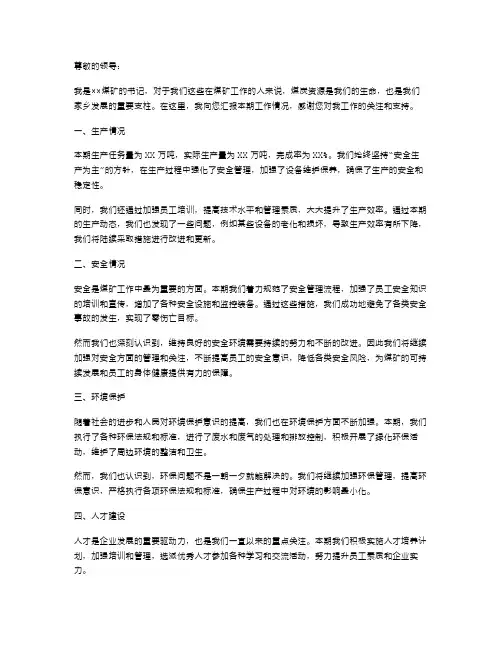 煤矿书记述职报告