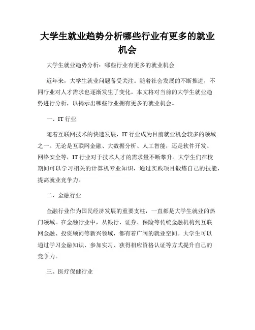 大学生就业趋势分析哪些行业有更多的就业机会