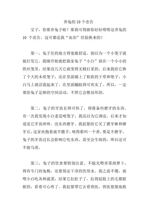 养兔的10个忠告