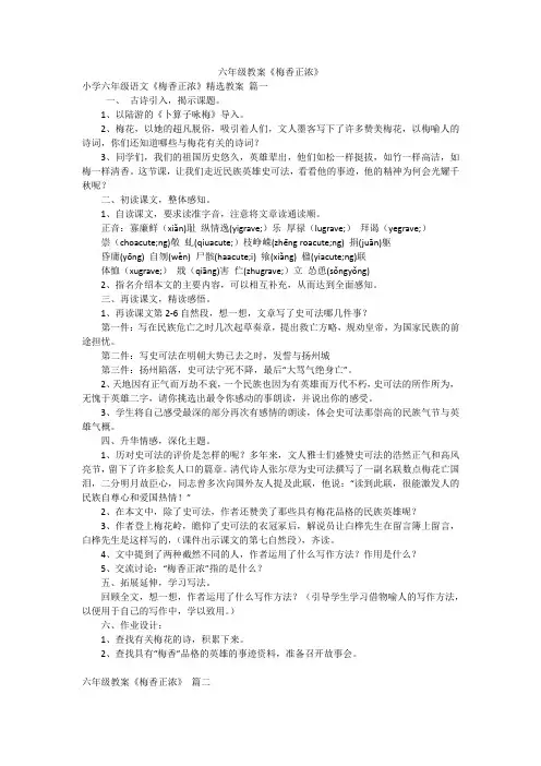 六年级教案《梅香正浓》
