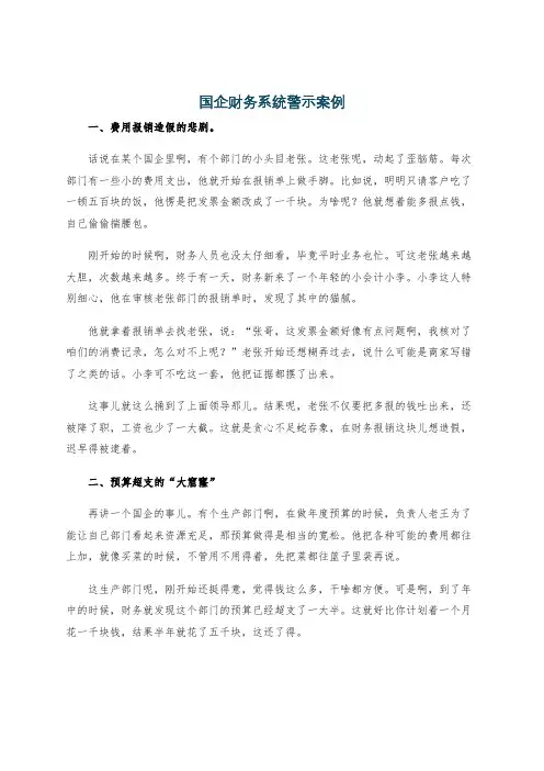 国企财务系统警示案例