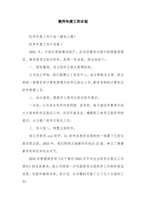 软件年度工作计划