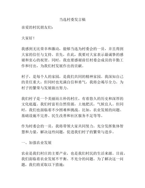 当选村委发言稿