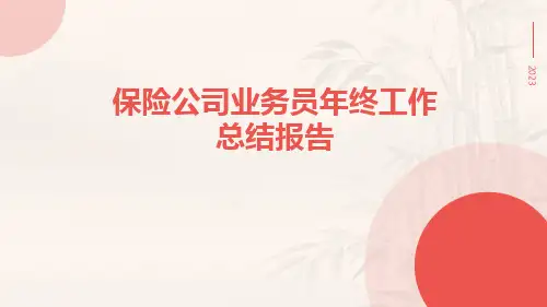保险公司业务员年终工作总结报告PPT