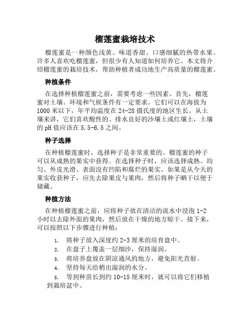 榴莲蜜栽培技术