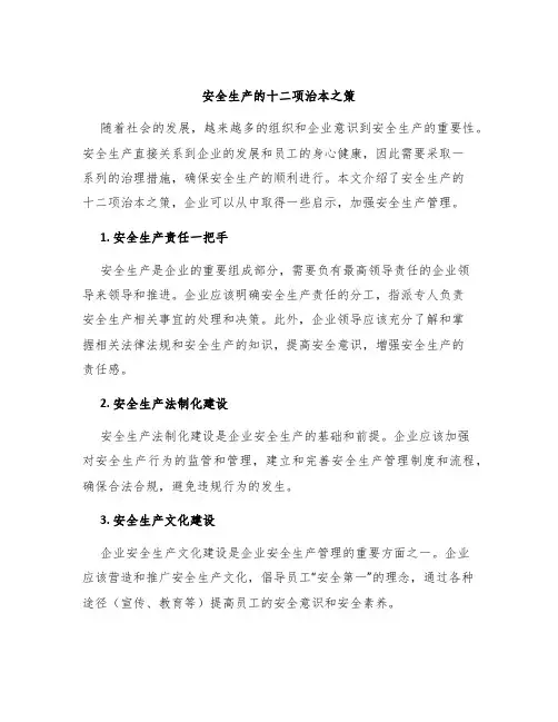 安全生产的十二项治本之策