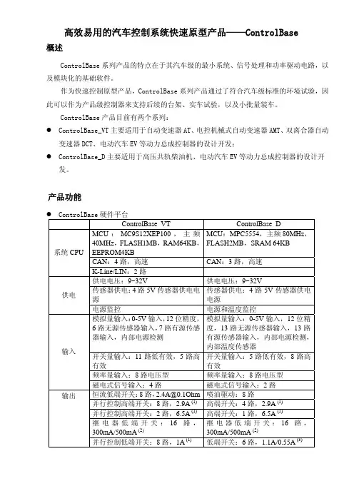 高效易用的汽车控制系统快速原型产品——ControlBase
