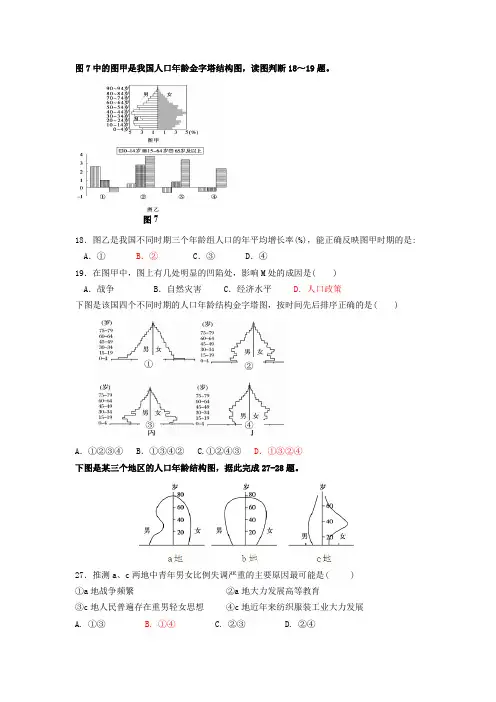 高中地理复习-1 人口年龄结构金字塔图的判读