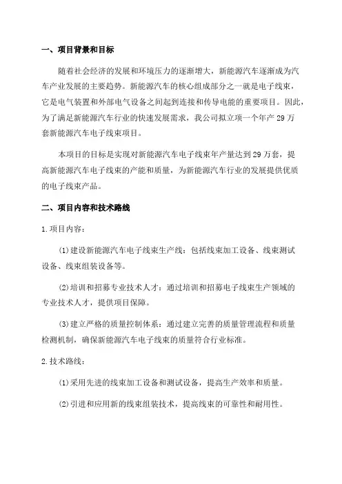 年产29万套新能源汽车电子线束项目立项申请报告