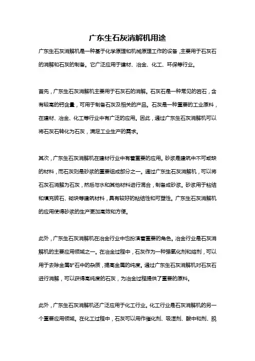 广东生石灰消解机用途