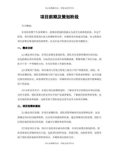项目前期及策划阶段