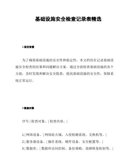 基础设施安全检查记录表精选