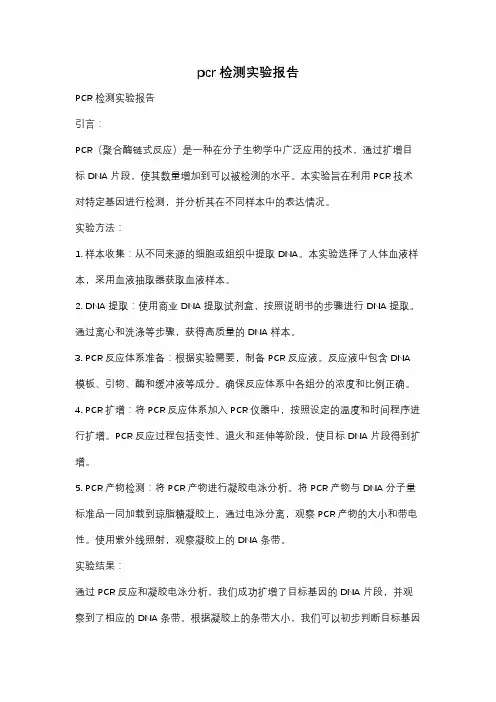 pcr检测实验报告