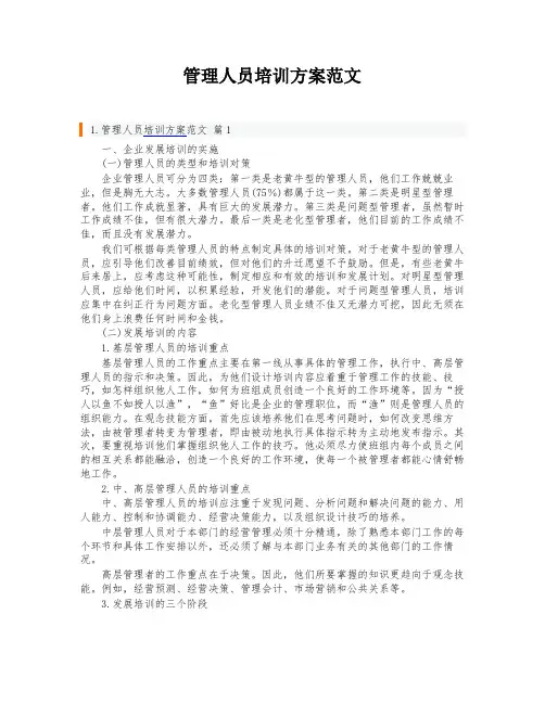管理人员培训方案范文