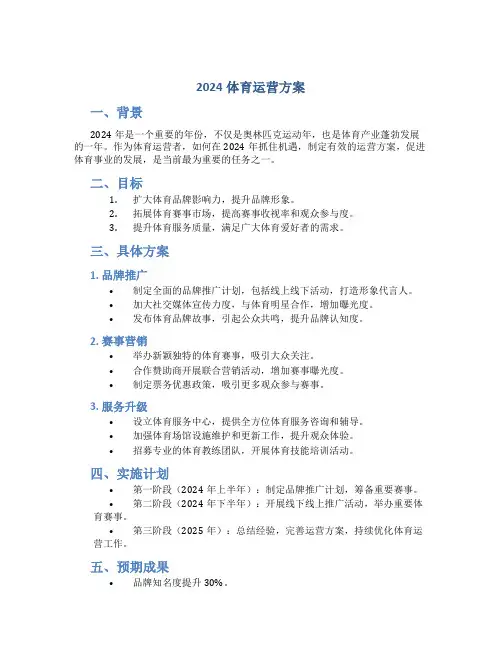 2024体育运营方案