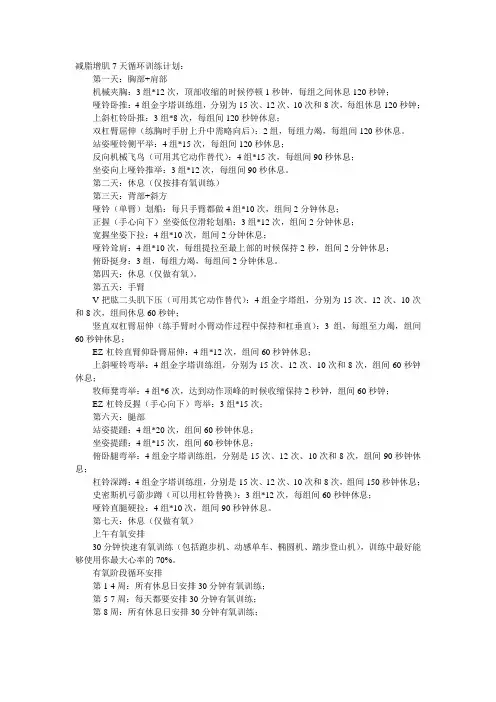 减脂增肌7天循环训练计划