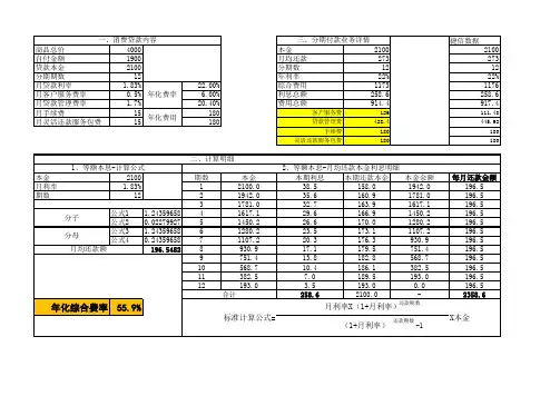 等额本息费用试算表