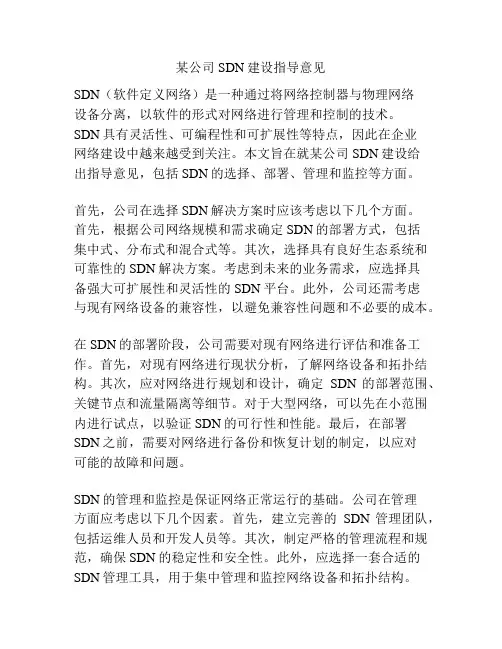 某公司SDN建设指导意见