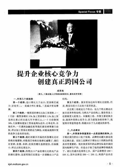 提升企业核心竞争力创建真正跨国公司