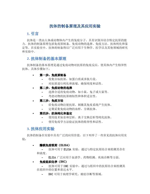 抗体的制备原理及其应用实验