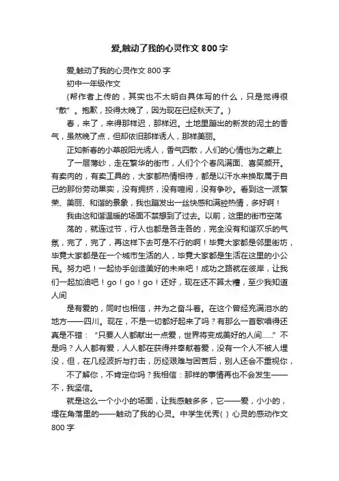 爱,触动了我的心灵作文800字