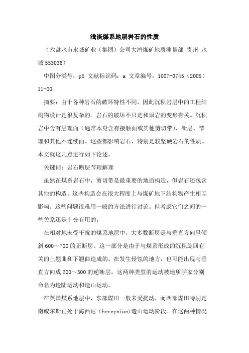 煤系地层岩石的性质