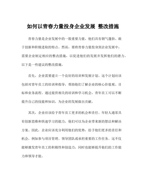 如何以青春力量投身企业发展 整改措施