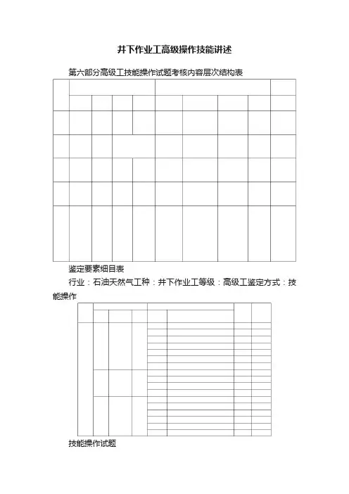 井下作业工高级操作技能讲述
