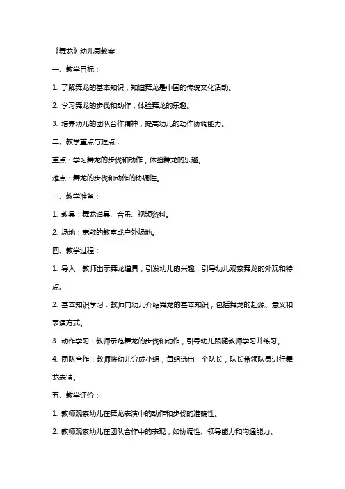 《舞龙》幼儿园教案