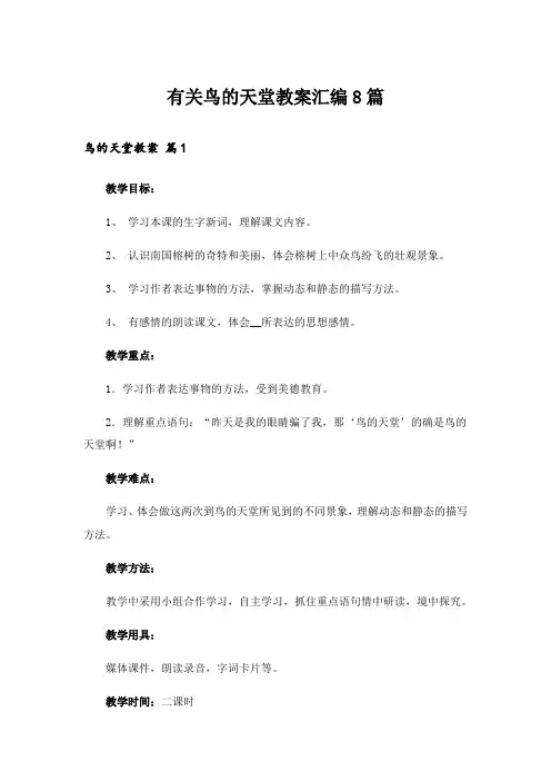 有关鸟的天堂教案汇编8篇