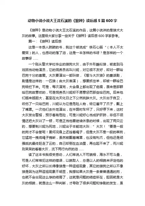 动物小说小说大王沈石溪的《狼种》读后感5篇600字