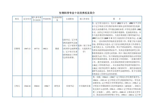 生物科学专业十名优秀校友简介-生命科学学院-辽宁师范大学