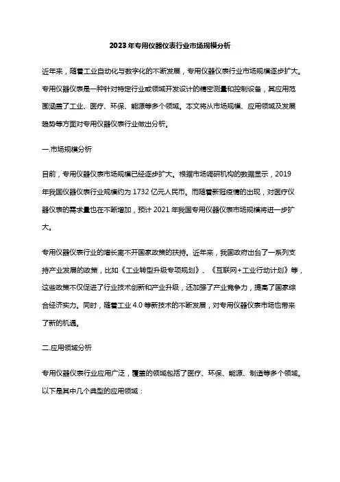 2023年专用仪器仪表行业市场规模分析