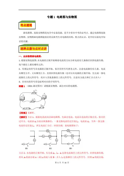 专题1 电路图与实物图 (解析版)