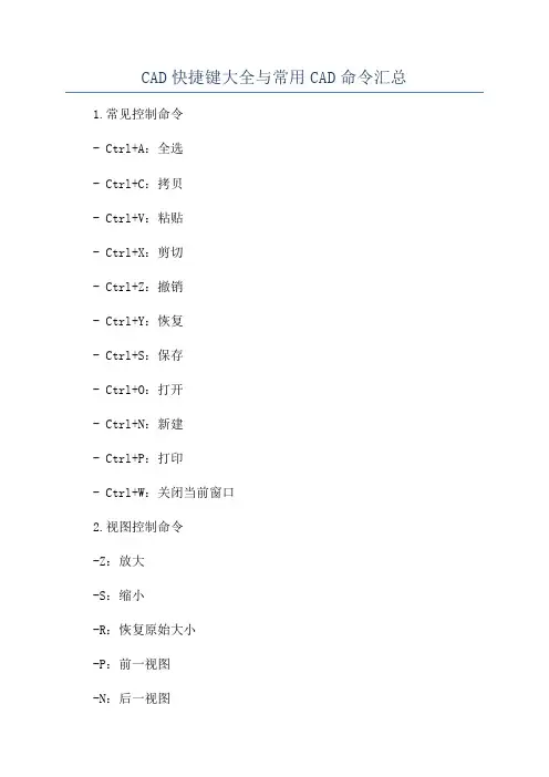 CAD快捷键大全与常用CAD命令汇总