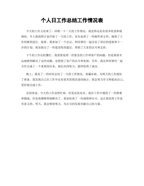 个人日工作总结工作情况表