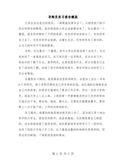 导购员实习报告模版（3篇）
