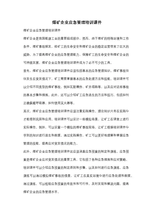 煤矿企业应急管理培训课件