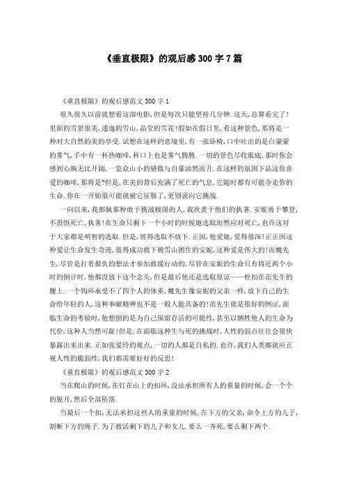 《垂直极限》的观后感300字7篇