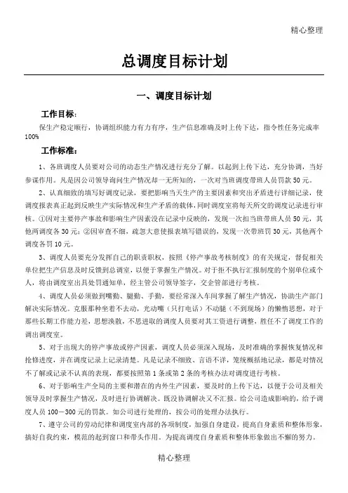 调度目标计划 2