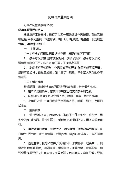 纪律作风整顿总结15篇